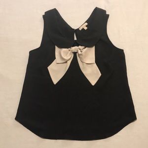 Monteau Tank, Black Bibbed and Cream Bow